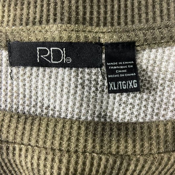 NWT RDI Green Camo Waffle Crew Neck Long Sleeve Cropped Shirt (XL) - Picture 6 of 8